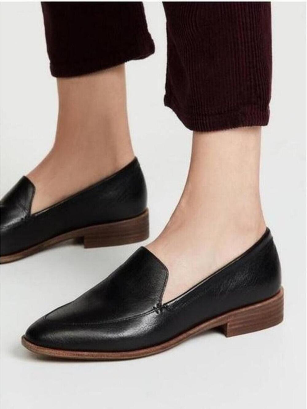 Madewell The Frances Leather Loafer | Black Pointed Toe Flats Size 7